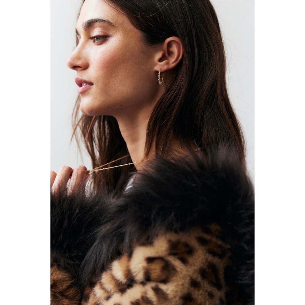 Free People × Robindira Hoop Earrings Labradorite stone gold vermeil new nwt